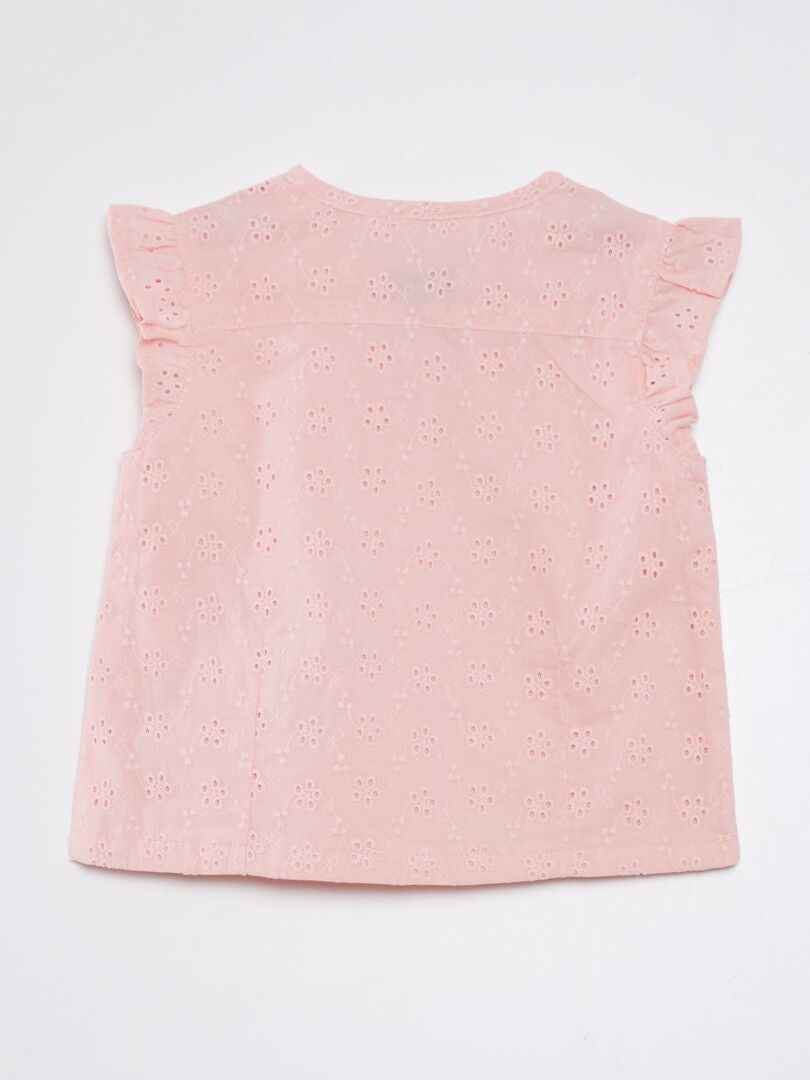 Blouse met Engelse borduursteken - ROZE