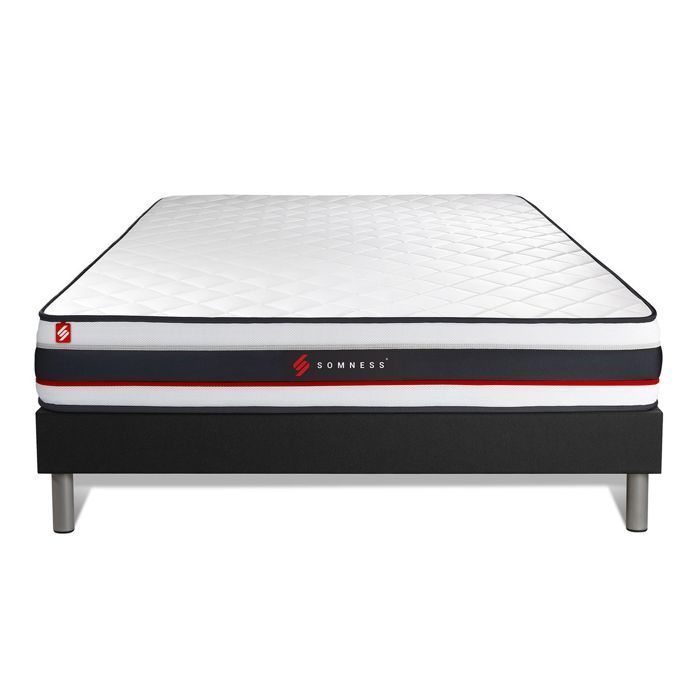 Colchón y base de cama - SOMNESS - FORM - Extra firme - 140 x 190 cm - Negro