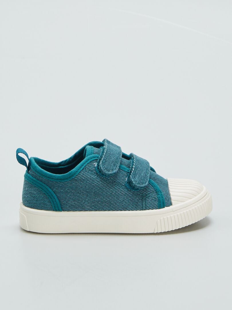 Tênis de cano baixo em lona jeans com rasgos - AZUL