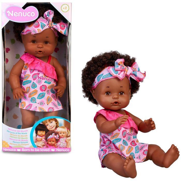 Poupée Nenuco Afro Style 35 cm - Fonction boit et fait pipi - Pour enfants à partir de 2 ans