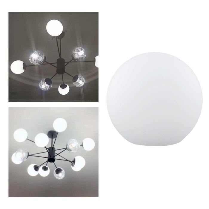 Abat-jour globe en verre - HOMYL - D13cm - Blanc laiteux - Pour plafonnier et appliques - Classique