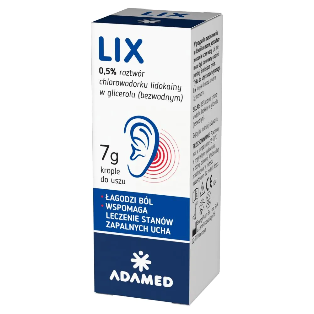 Lix 0,5 % Roztwór chlorowodorku lidokainy Krople do uszu