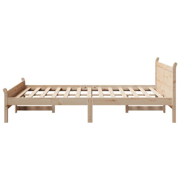 Estructura de cama de madera maciza de pino - JILL - 120x190 cm - Madera maciza de pino - Base de láminas - Espacio de almacenamiento
