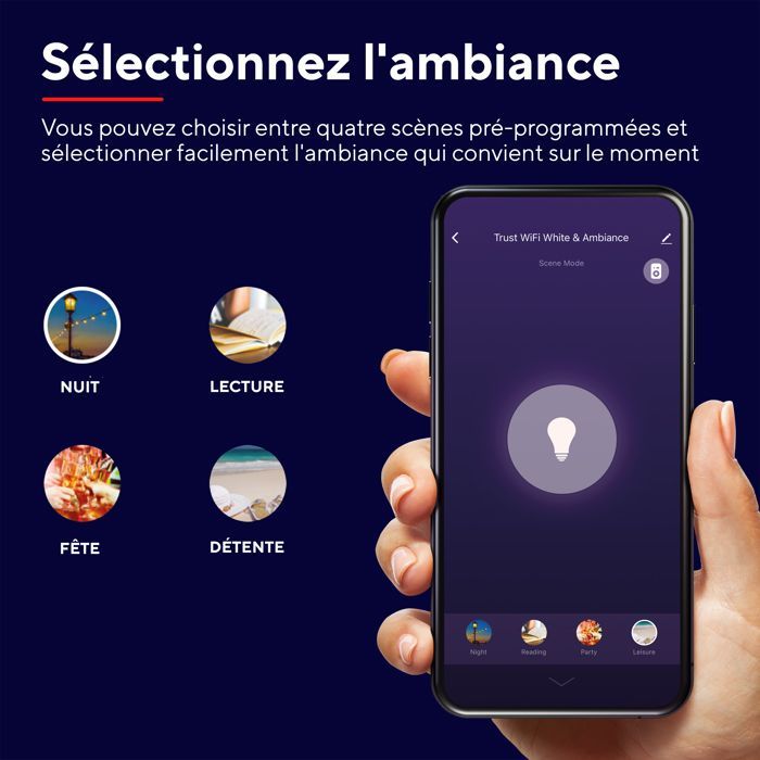 Bombilla LED inteligente Trust E27 compatible con Alexa y Google Home, no requiere concentrador, WiFi de 2,4 GHz, luz blanca regulable – Paquete de 2