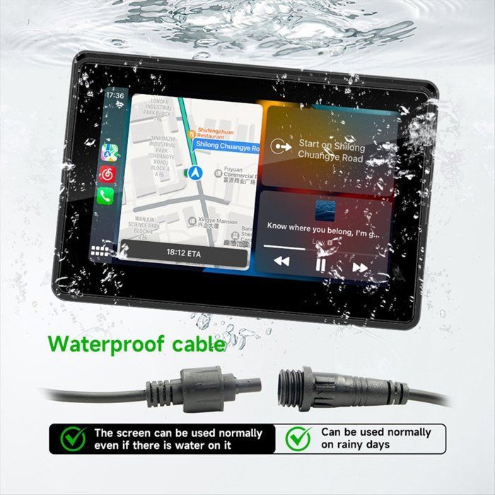 CarPlay inalámbrico portátil para motocicletas y pantalla Android Auto, sistema de navegación para motocicletas, reproductor MP5 con pantalla táctil de 5 pulgadas