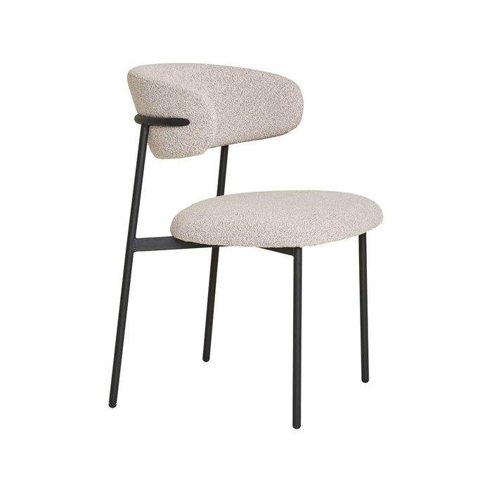 Erica - Set of 2 looped fabric chairs - Steel legs - Beige