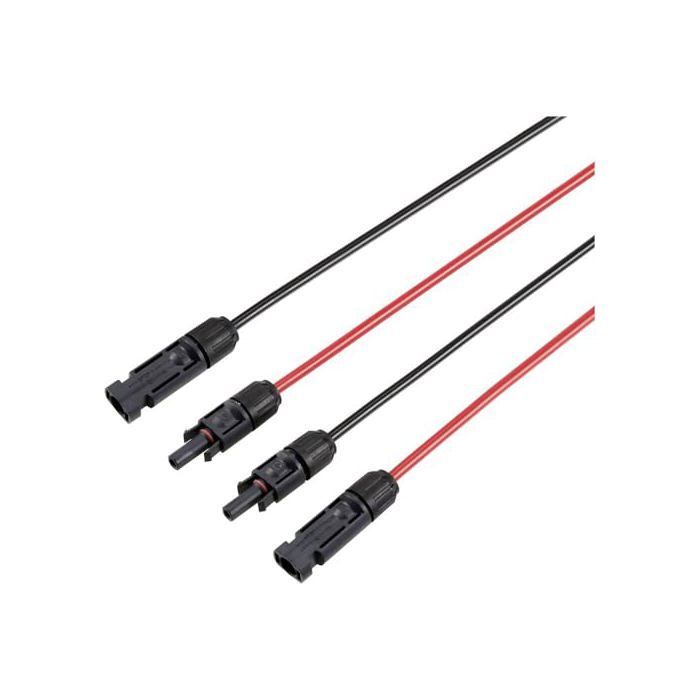Câble rallonge solaire - sygonix - 6 mm² - 3 m - Connecteur mâle et femelle - Lot de 2 - Adapté pour connexion solaire