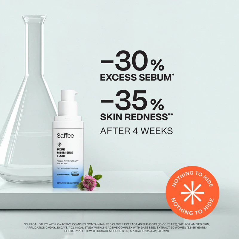 Fluido minimizador de poros Saffee BalanceDerm para pele oleosa e mista.