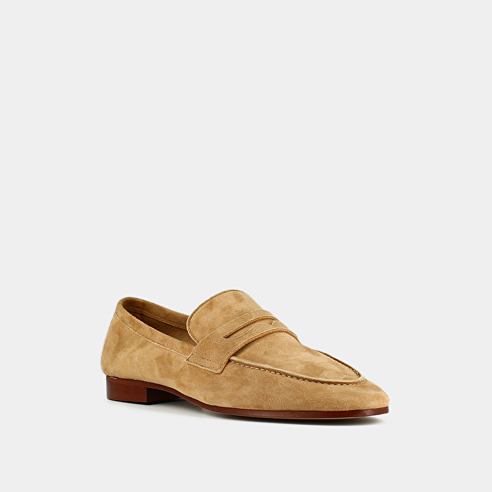 Mocassins à bouts ronds  en velours camel