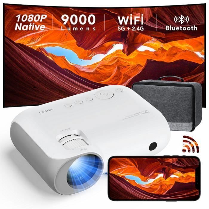 Yoton Y7 Projector - Native 1080P - 9000 Lumens - WiFi 5G Bluetooth - Keystone Zoom - Carrying Case