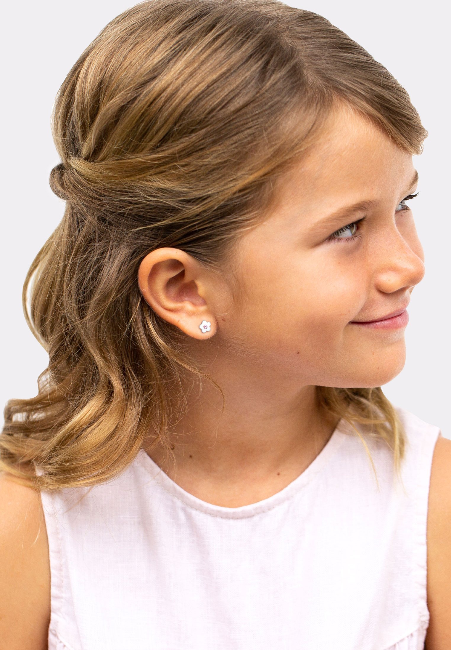 Elli SPARKLING BASIC FLOWER - MET SWAROVSKI® KRISTALLEN - Oorbellen - zilverkleurig