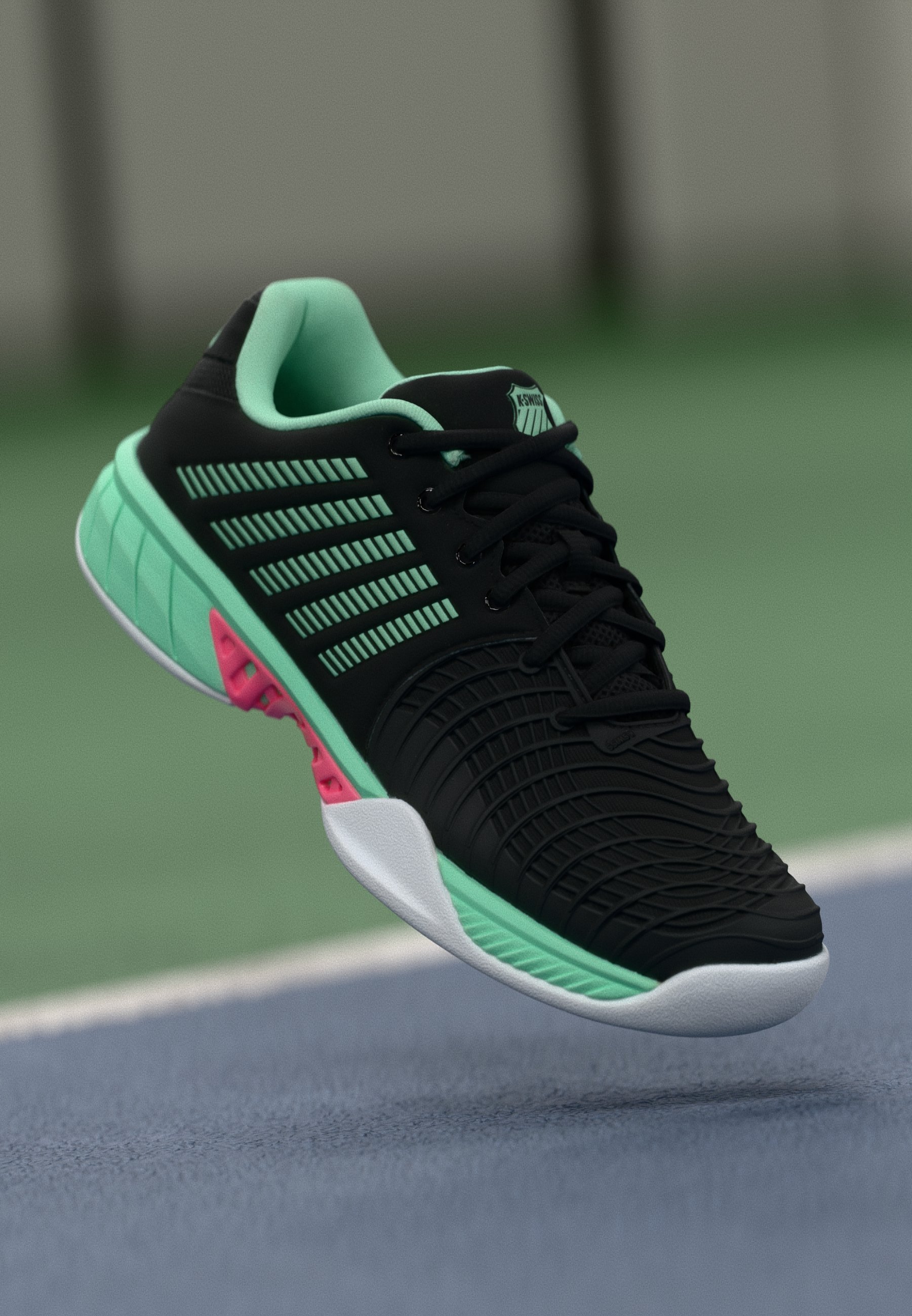 K-SWISS EXPRESS LIGHT 3 CARPET - Chaussures de tennis pour moquette - noir/menthe fluo/rose pastel fluo