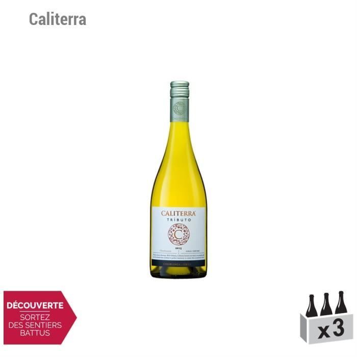 Chili Tributo Chardonnay Blanco 2015 - Caja de 3 x 75cl - Caliterra - Vino Blanco - Origen: Chile - Variedad de Uva: Chardonnay