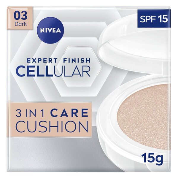 NIVEA Cellular Expert Finish 03 Medium Dark SPF15 3-v-1 negovalni puder v obliki blazinice<br>15 g