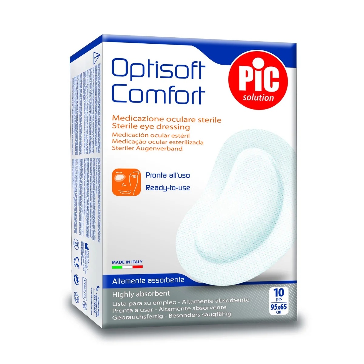 Sterilni lepilni očesni povoj PIC Pic Optisoft Comfort 95x65 mm, 10 kosov