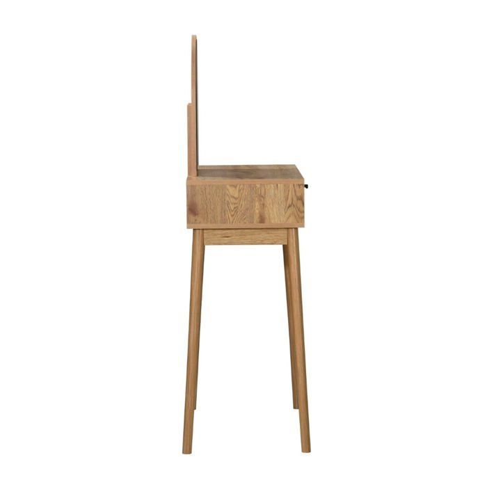 CALICOSY - Coiffeuse avec miroir et 2 tiroirs façades rotin L80 cm ALIA - Bois clair