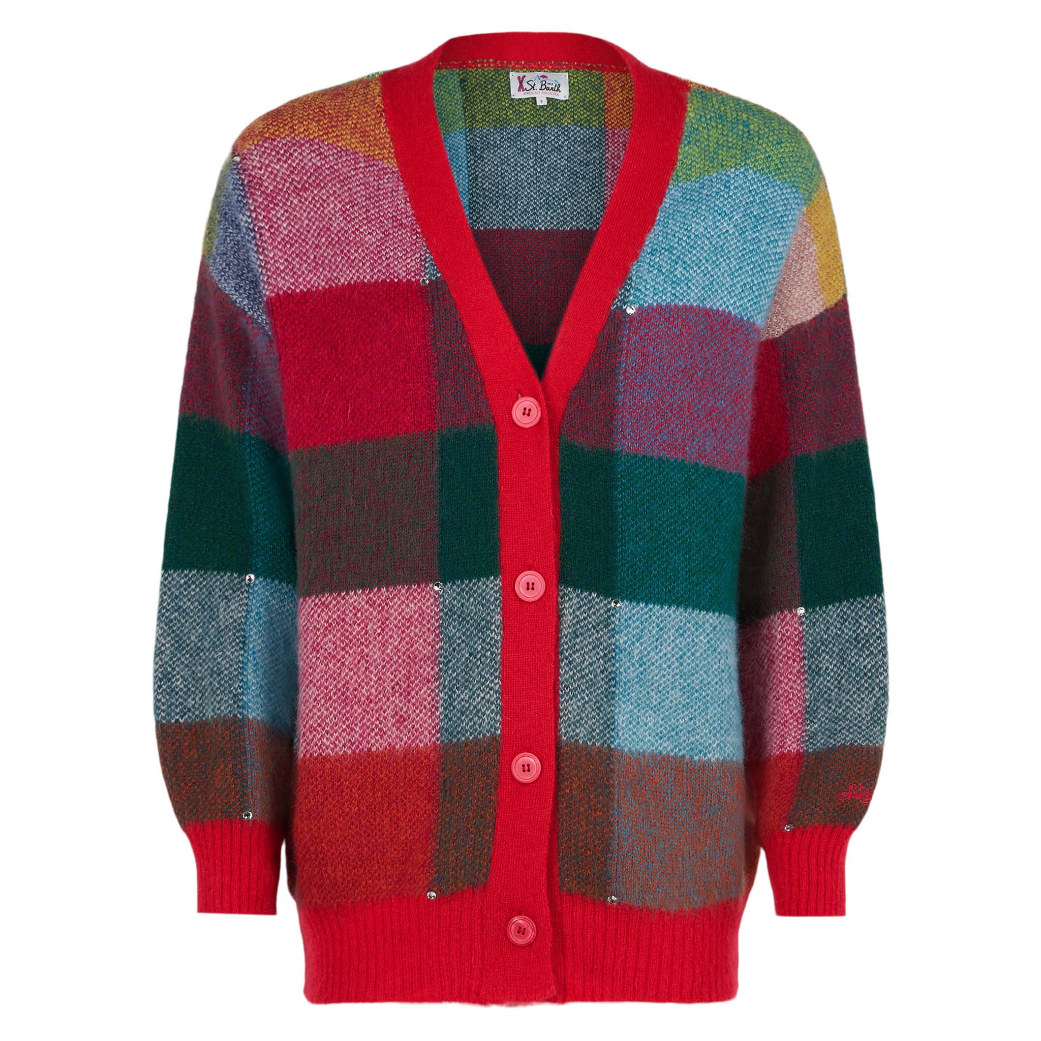 Gilet multicolore brossé pour femme avec strass