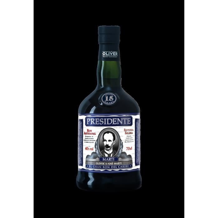 Presidente Martí 15 Jahre alter Rum – Extra alter Rum – Dominikanische Republik – 40 % Vol. – 70 cl in einer Geschenkbox