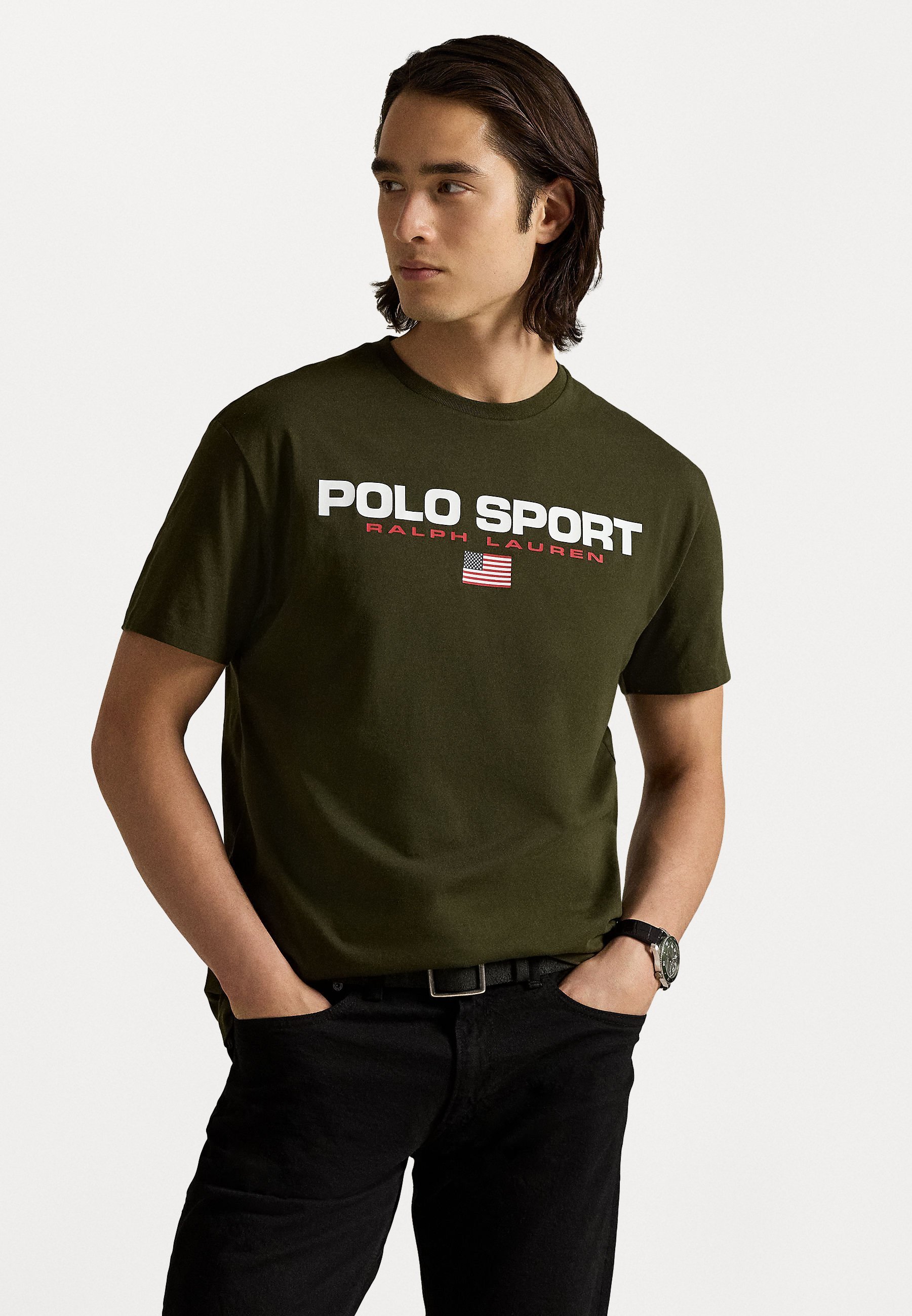T-shirt Polo Ralph Lauren CLASSIC FIT POLO SPORT JERSEY - T-shirt stampata - verde oliva aziendale