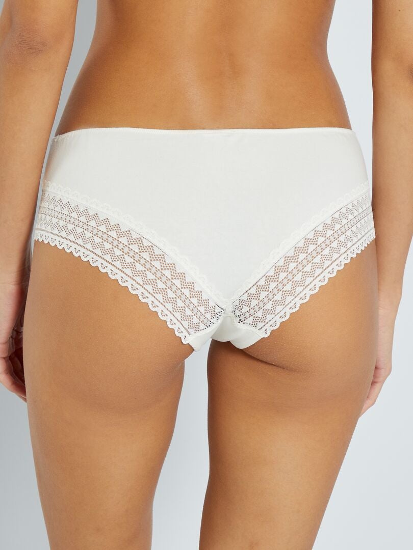 Conjunto de 3 bragas de algodón y encaje - rosa y gris