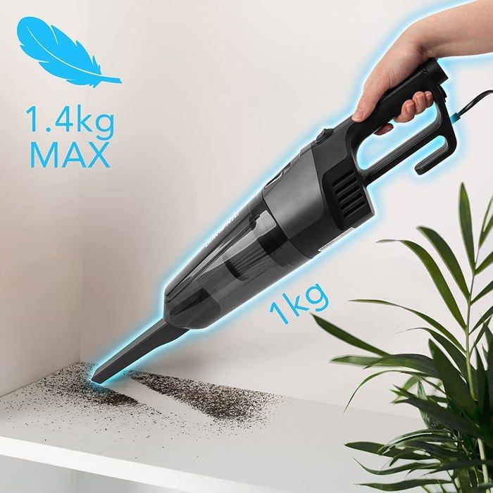 Aspiradora de mano y de escoba Duronic VC9 de 600 W | Sin bolsa | Compacta y ligera | Incluye 2 filtros HEPA | Con cable y portátil | Para