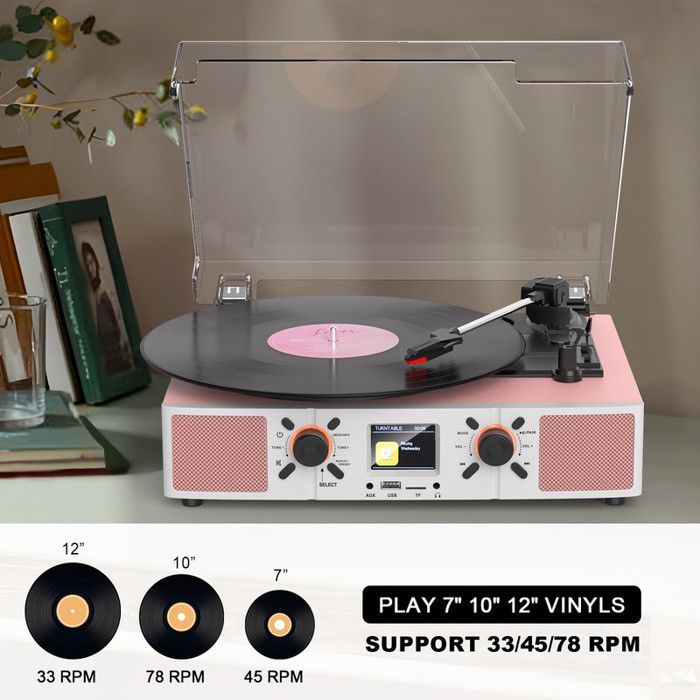 Platine Vinyle Bluetooth-TANLANIN-DT2032-Avec fonction Réveil Radio Dab/Dab+-Pour 33/45/78 Tours-équipement De Musique Hi Fi-Rose