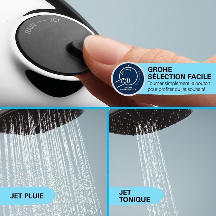 Columna de ducha con mezclador termostático - Ahorro de agua - GROHE Vitalio Comfort 250 - Cromado - 26696001