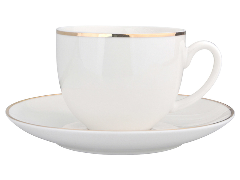 Filiżanka ze spodkiem Bella porcelanowa 200 ml biało-złota