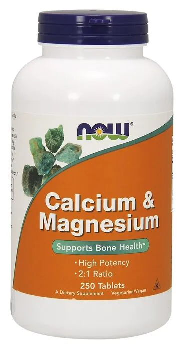 Now Foods Calcium & Magnesium, Preparat na wzmocnienie kości, Tabletki