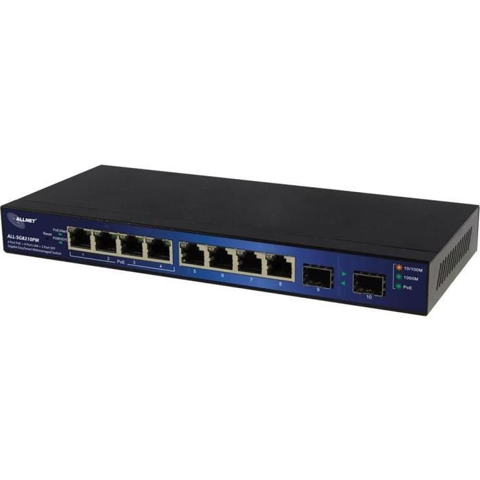 Switch de rede - ALLNET - ALL-SG8210PM - 8 portas - 1000 Mbps - PoE