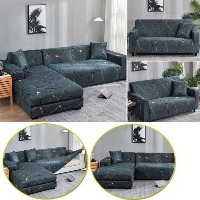 Ecksofabezug – AYYBF – Stretch – 3-Sitzer + 2-Sitzer – 2 Kissenbezüge – Grün