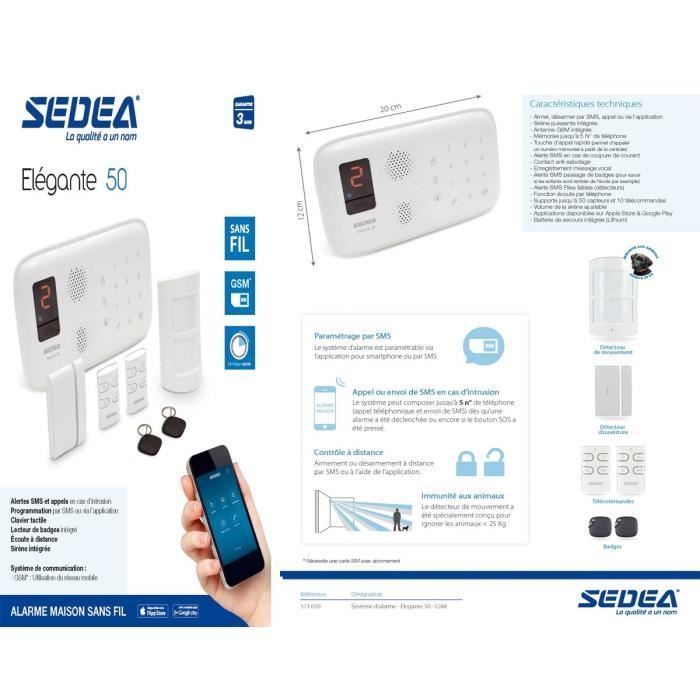 SEDEA Pack Alarme maison sans fil Elegante 50