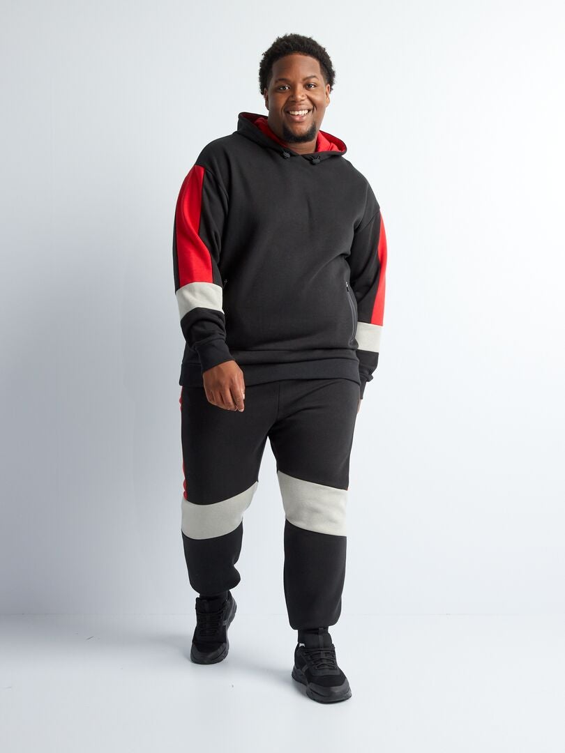 Fleece sweatshirt met kleurblokken - Zwart