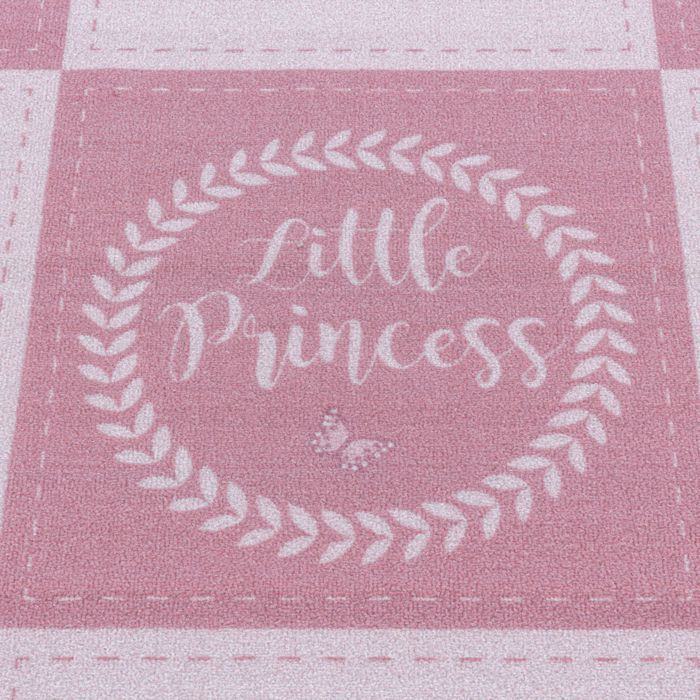 Carpetsale24 Tapis enfant motif à carreaux de petite princesse coloris rose 80x120 cm tapis chambre enfant tapis chambre bébé