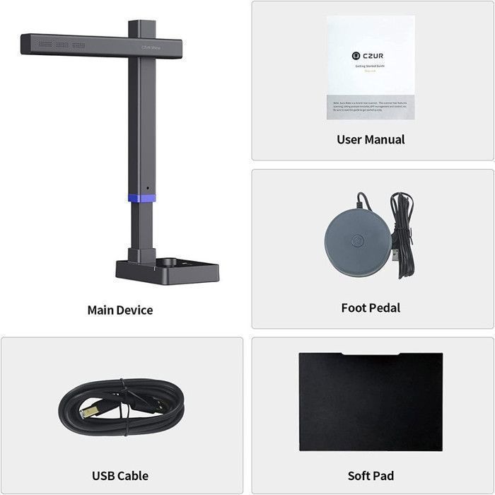 CZUR Shine Ultra Pro Scanner de documents portable 24 MP Scanner de livres Scanner de documents
