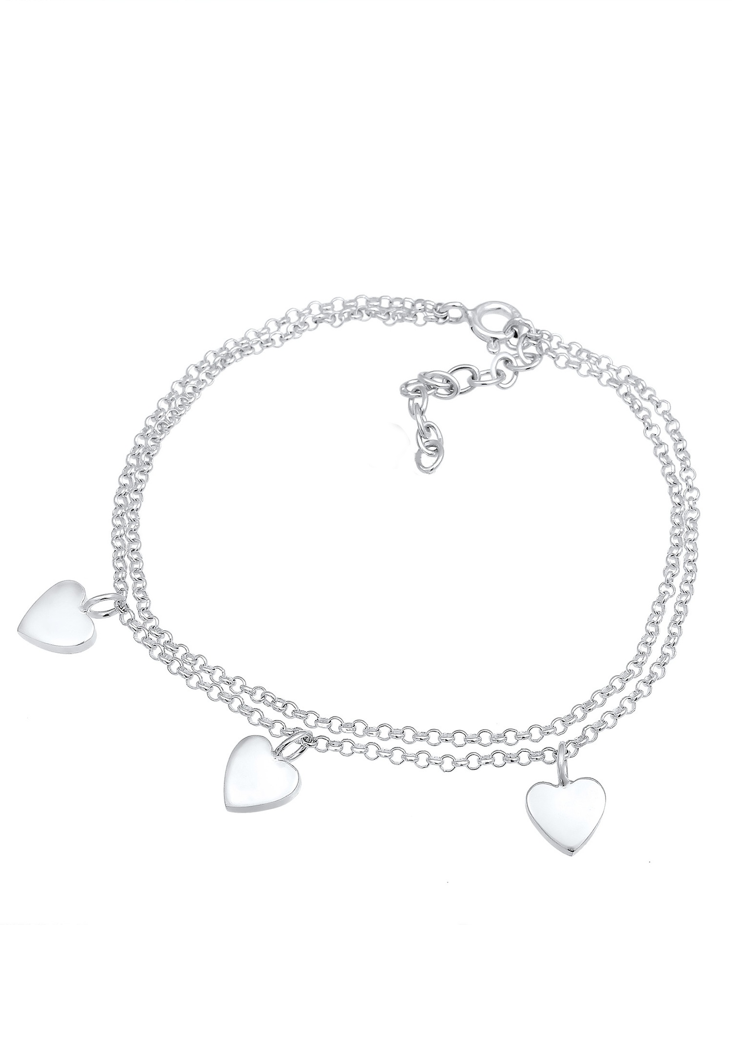 Elli Couche de Trio Symbole Coeur Amour Bracelet Femme (925/1000) Argent
