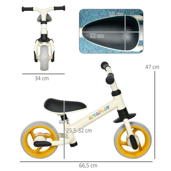 Bicicleta de equilibrio - AIYAPLAY - Bicicleta de equilibrio para bebés con asiento ajustable, ruedas de EVA, juguete para bebés de 18 a 48 meses y hasta 25 kg - plástico - naranja