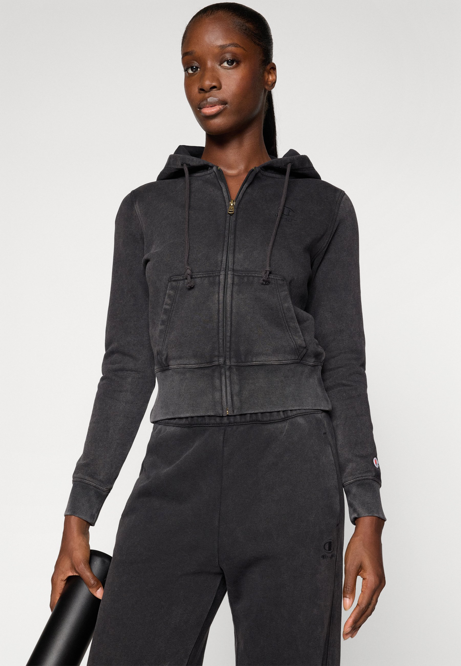 Champion ICONS WASH FULL ZIP HOODIE - Užtraukiamas džemperis - juodas