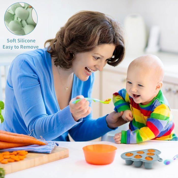 Recipientes de silicona para almacenar comida para bebés, 4 recipientes con tapa para la introducción de alimentos sólidos, almacenamiento de leche materna, YYV