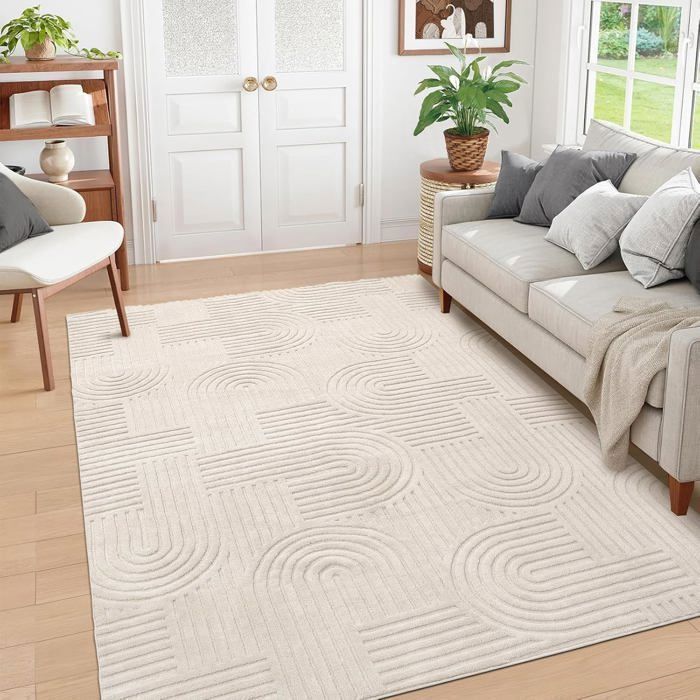 Living Room Rug 160x230cm 3D Effect Non-Slip Living Room Rug Machine Washable Chic Bedroom Rug for Living Room, Bedroom, Office
