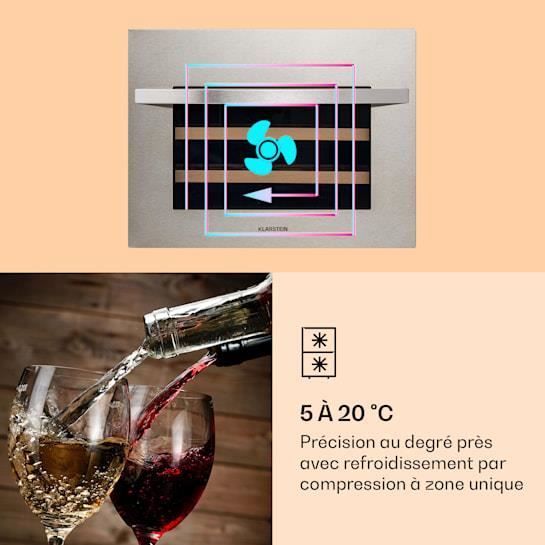 Cave à vin encastrable - Klarstein Vinsider 24 - 1 zone - 24 bouteilles - Inox