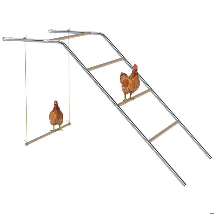 Perchoir pour poules - PawHut - 5 niveaux - échelle balançoire - en bois de pin et acier - 82 x 150 x 110 cm - argent
