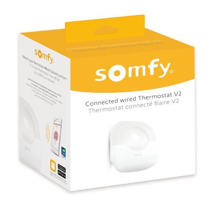Somfy 1870774 - Wired Connected Thermostat V2 | For Individual Heating or Boiler | Dry Contact | Tahoma Compatible