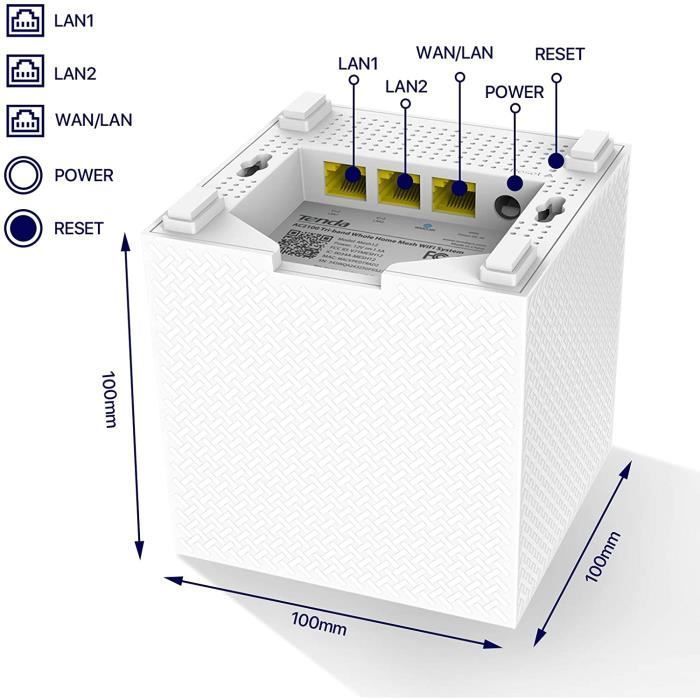 Mesh System - TENDA - Nova MW12-3 - 500 m² Coverage - WiFi Mesh - Easy Installation