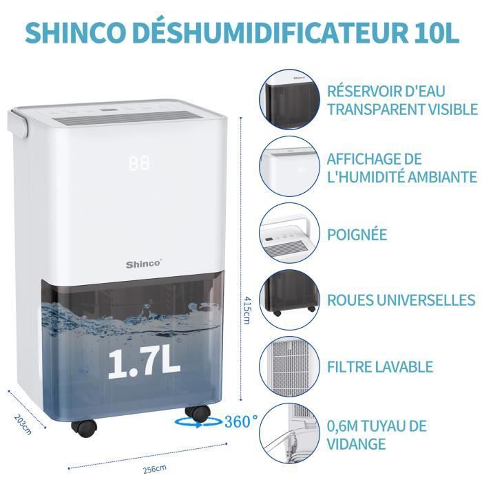 SHINCO Hiljainen ilmankuivain 10L/päivä kompressorilla, kosteudenpoistotoiminto, puhdistus, pyykinkuivaus