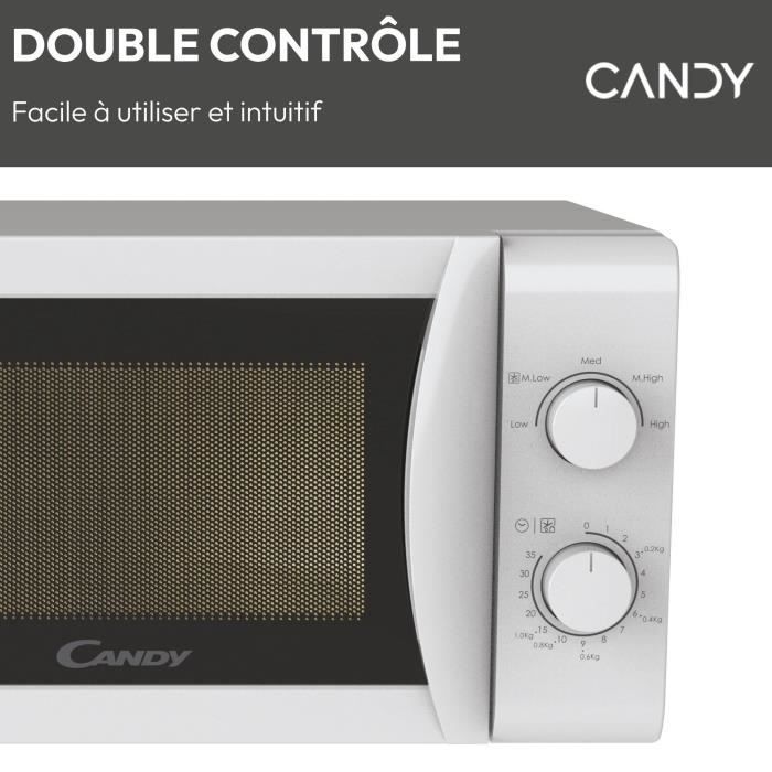 Horno microondas CANDY CMW20SMW - 20 L - 700 W - Puerta mecánica - 5 niveles de potencia - Blanco