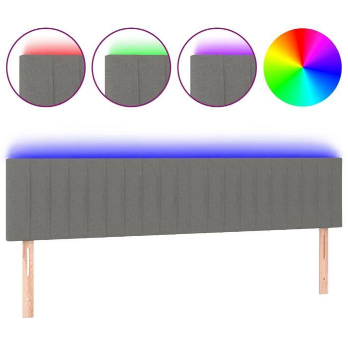 Cabeceira de LED vidaXL para quarto, móvel para cama de casal, acessório para cabeceira de cama interna, cinza escuro 3121857