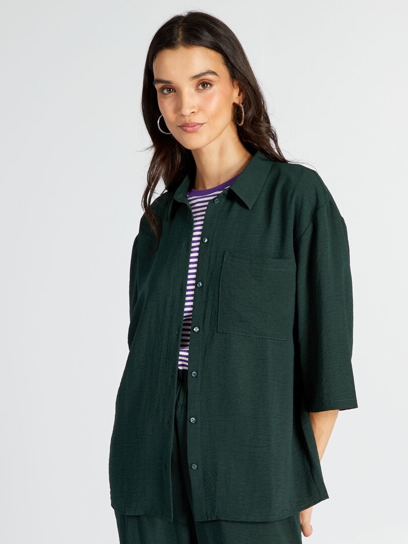 Blusa 'JDY' com mangas 3/4 e frente ampla - VERDE