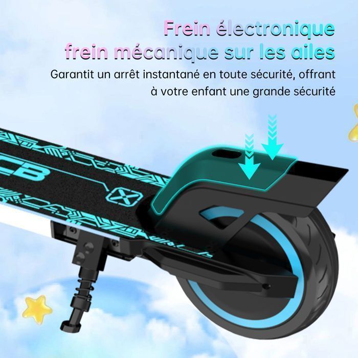 RCB R12 Trottinette Electrique Enfants pliable âge - Écran numérique - néons colorés - Cadeau Super Bleu