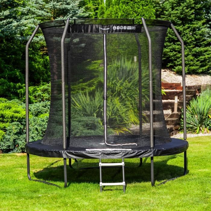 Trampolino THUNDER® ELITE Ø 244-252 cm 8FT | Per bambini | Pacchetto completo con rete di sicurezza | Certificato EN71 e TÜV GS | Blu